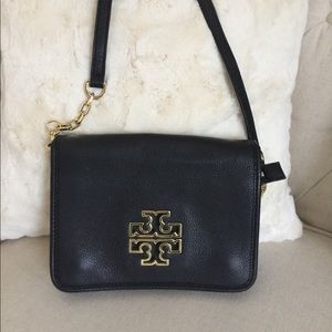 Tori Burch Britten Leather Combo Crossbody Black